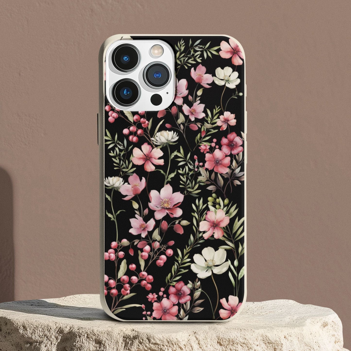 Stepping Green Phone Case Black Rose Floral Bio Case