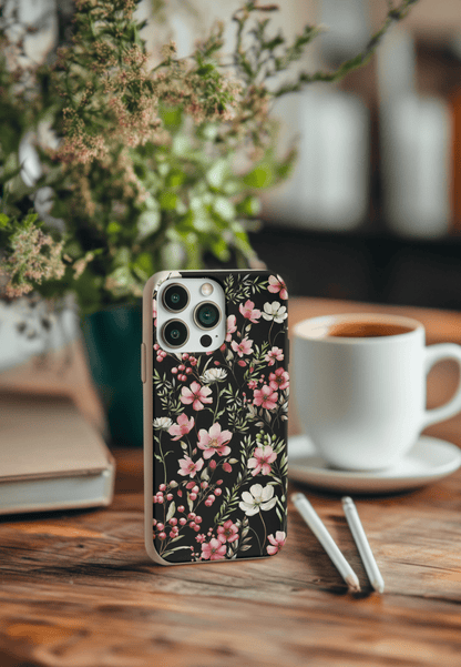 Stepping Green Phone Case Black Rose Floral Bio Case