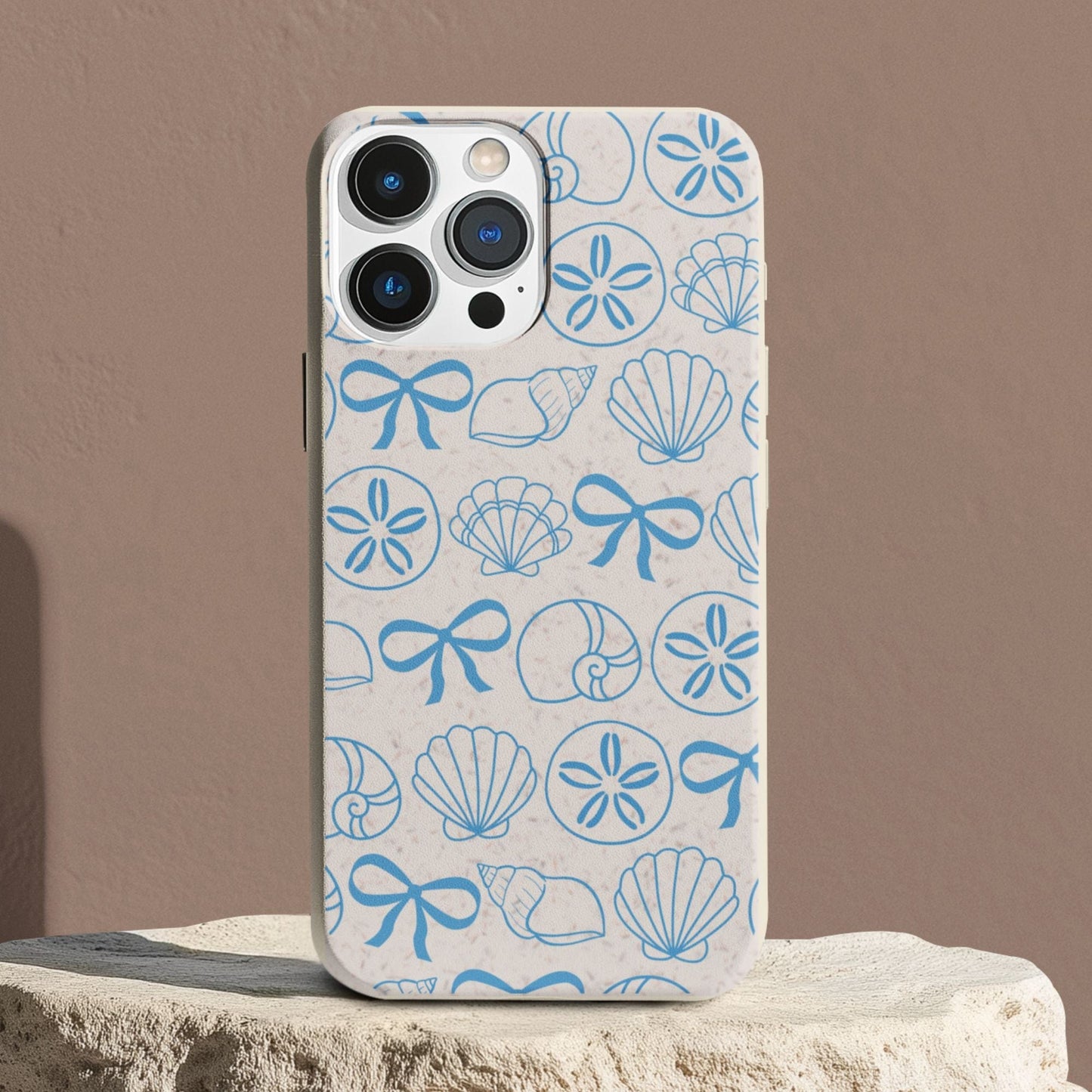 Stepping Green Phone Case Blue Bows and Sea Shells Bio Case