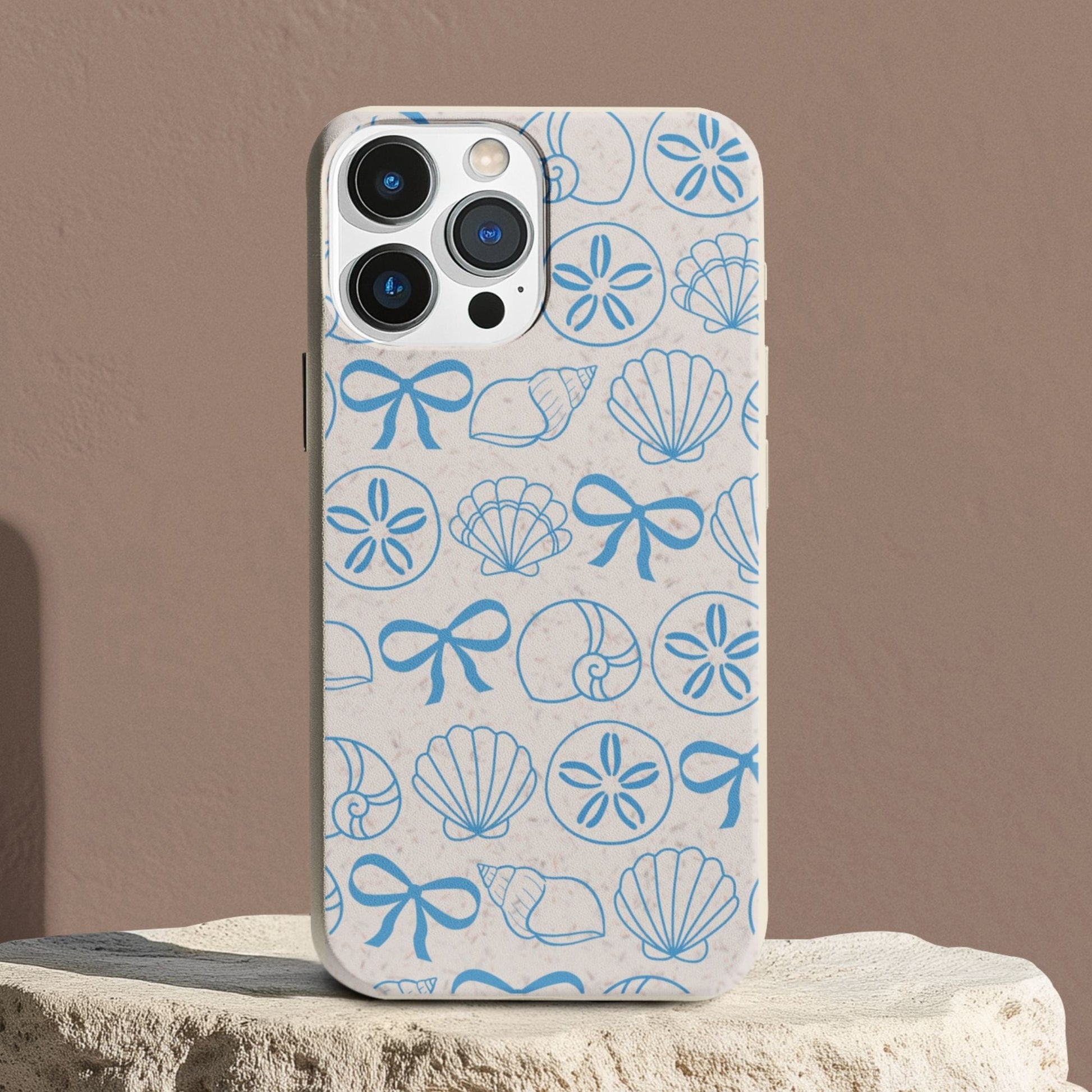 Stepping Green Phone Case Blue Bows and Sea Shells Bio Case