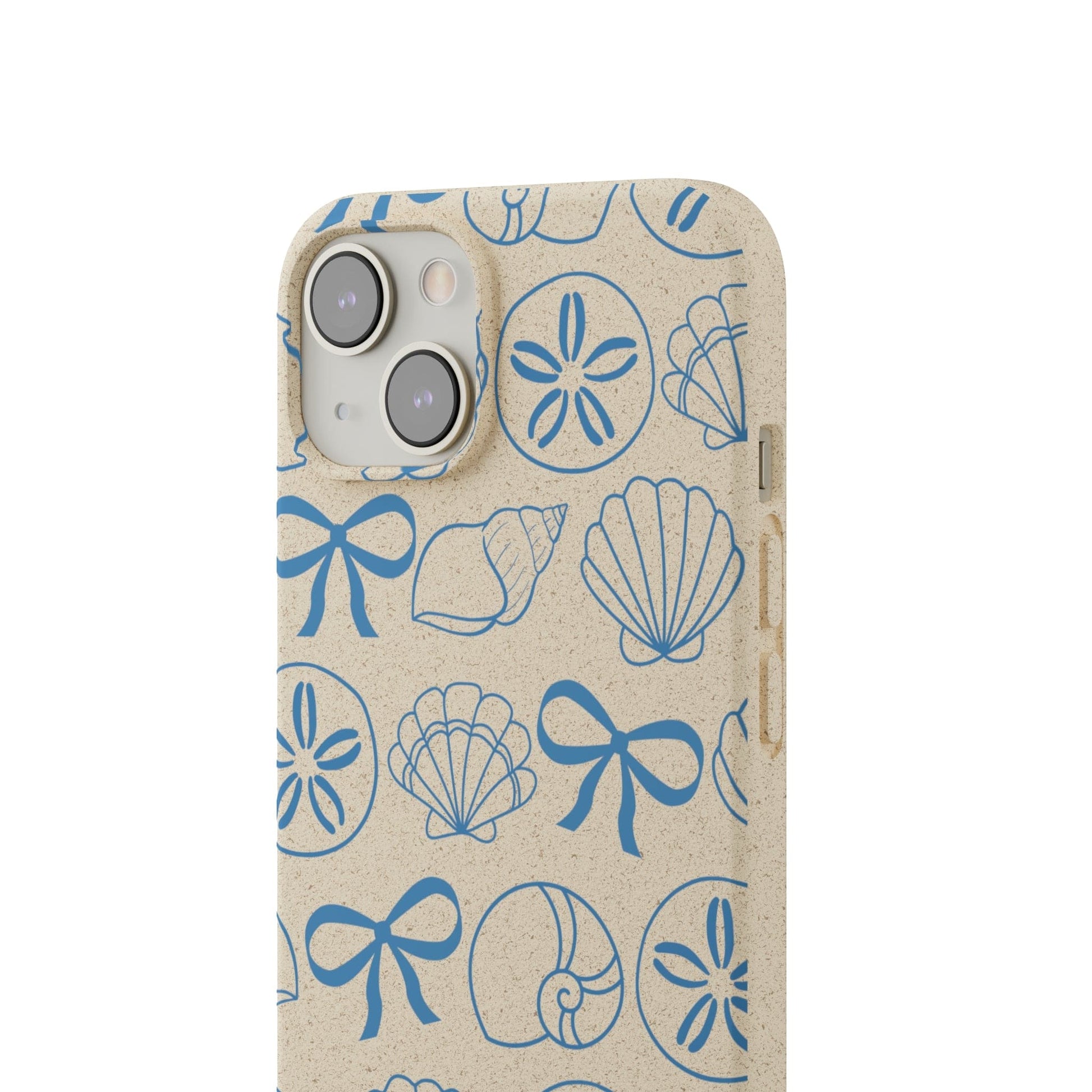 Stepping Green Phone Case Blue Bows and Sea Shells Bio Case