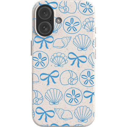 Stepping Green Phone Case Blue Bows and Sea Shells Bio Case
