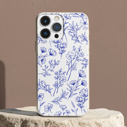 Stepping Green Phone Case Blue Floral Bio Case