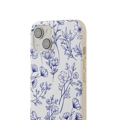 Stepping Green Phone Case Blue Floral Bio Case