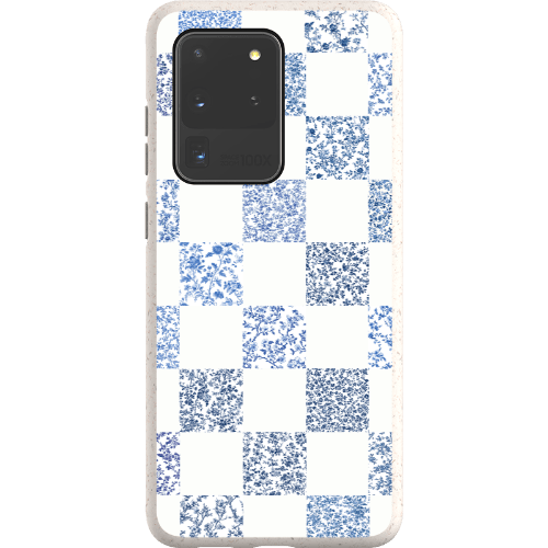 Stepping Green Phone Case Blue Toile Checkerboard with White Bio Case