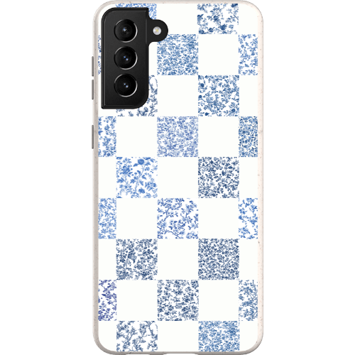 Stepping Green Phone Case Blue Toile Checkerboard with White Bio Case