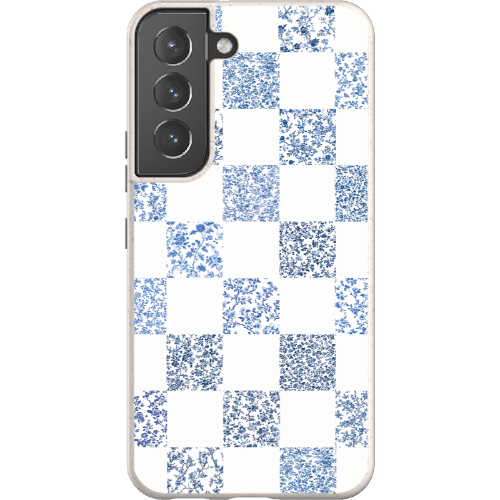 Stepping Green Phone Case Blue Toile Checkerboard with White Bio Case