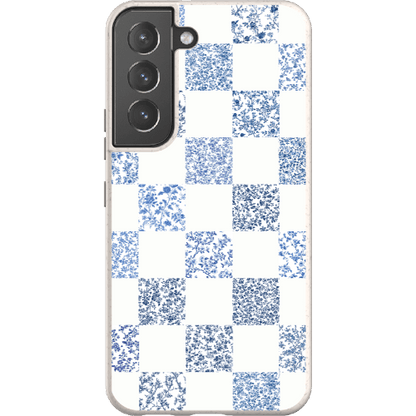 Stepping Green Phone Case Blue Toile Checkerboard with White Bio Case