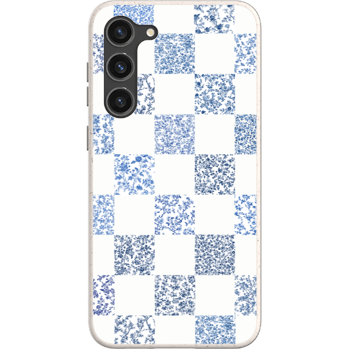 Stepping Green Phone Case Blue Toile Checkerboard with White Bio Case