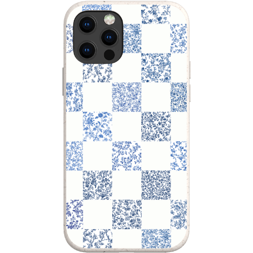 Stepping Green Phone Case Blue Toile Checkerboard with White Bio Case
