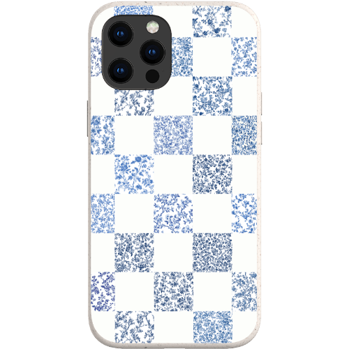 Stepping Green Phone Case Blue Toile Checkerboard with White Bio Case
