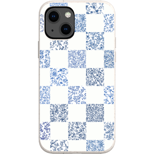 Stepping Green Phone Case Blue Toile Checkerboard with White Bio Case
