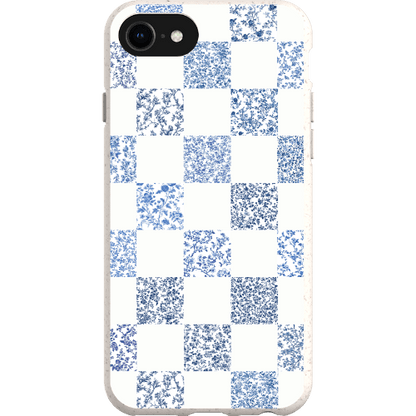 Stepping Green Phone Case Blue Toile Checkerboard with White Bio Case