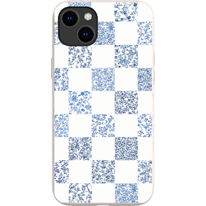 Stepping Green Phone Case Blue Toile Checkerboard with White Bio Case