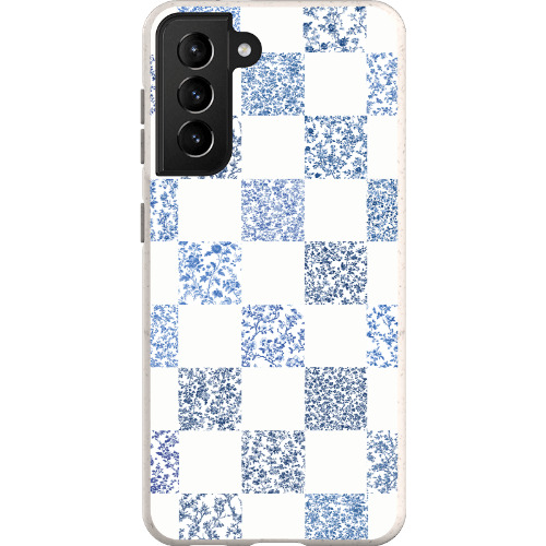 Stepping Green Phone Case Blue Toile Checkerboard with White Bio Case