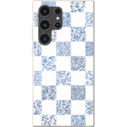 Stepping Green Phone Case Blue Toile Checkerboard with White Bio Case