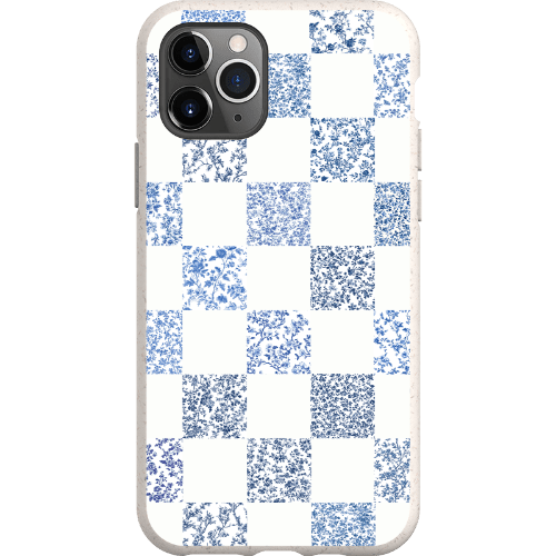 Stepping Green Phone Case Blue Toile Checkerboard with White Bio Case