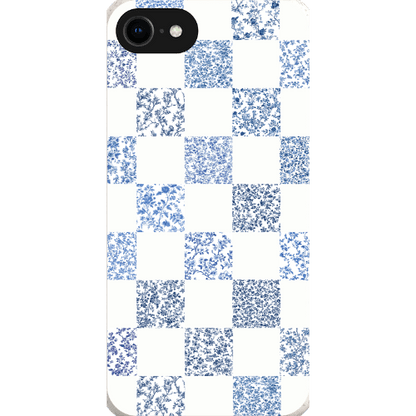 Stepping Green Phone Case Blue Toile Checkerboard with White Bio Case