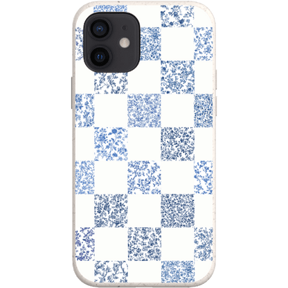 Stepping Green Phone Case Blue Toile Checkerboard with White Bio Case