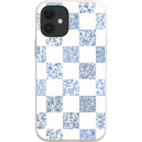 Stepping Green Phone Case Blue Toile Checkerboard with White Bio Case