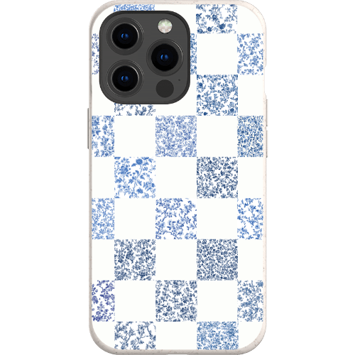Stepping Green Phone Case Blue Toile Checkerboard with White Bio Case