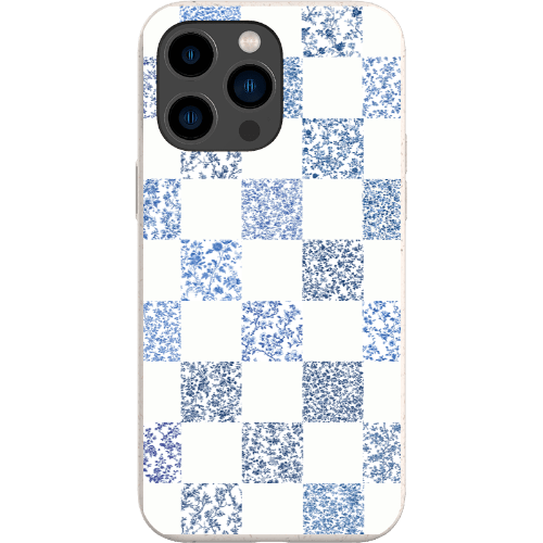 Stepping Green Phone Case Blue Toile Checkerboard with White Bio Case