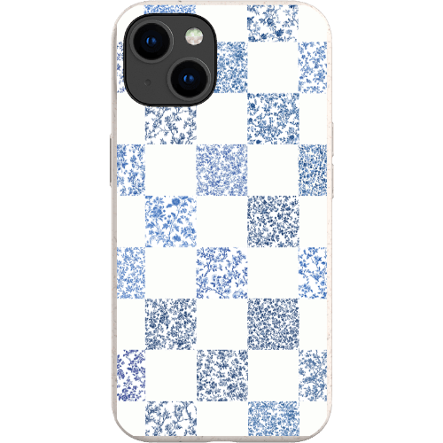 Stepping Green Phone Case Blue Toile Checkerboard with White Bio Case