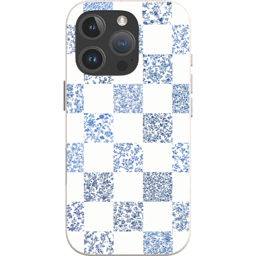 Stepping Green Phone Case Blue Toile Checkerboard with White Bio Case