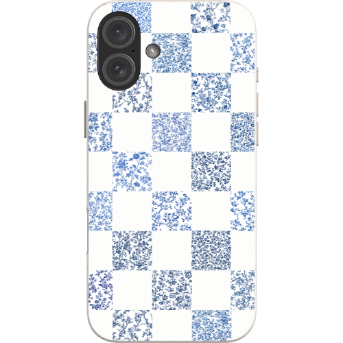 Stepping Green Phone Case Blue Toile Checkerboard with White Bio Case