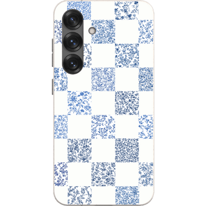 Stepping Green Phone Case Blue Toile Checkerboard with White Bio Case
