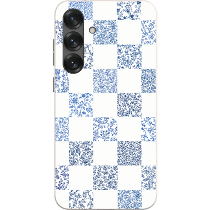 Stepping Green Phone Case Blue Toile Checkerboard with White Bio Case