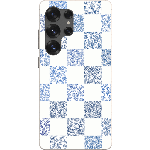 Stepping Green Phone Case Blue Toile Checkerboard with White Bio Case