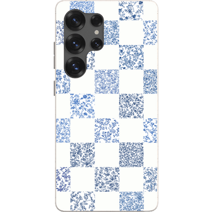 Stepping Green Phone Case Blue Toile Checkerboard with White Bio Case