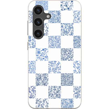 Stepping Green Phone Case Blue Toile Checkerboard with White Bio Case