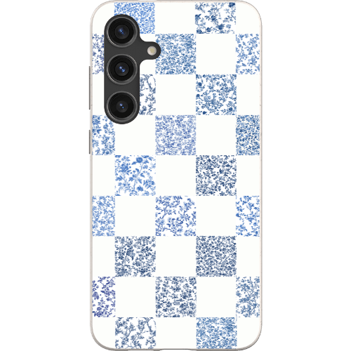 Stepping Green Phone Case Blue Toile Checkerboard with White Bio Case