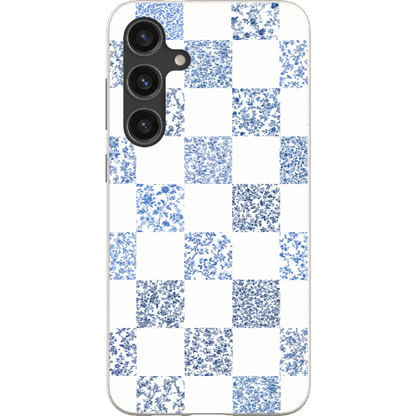 Stepping Green Phone Case Blue Toile Checkerboard with White Bio Case