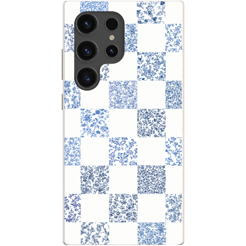 Stepping Green Phone Case Blue Toile Checkerboard with White Bio Case