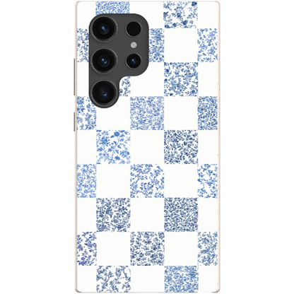 Stepping Green Phone Case Blue Toile Checkerboard with White Bio Case