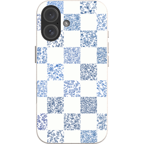 Stepping Green Phone Case Blue Toile Checkerboard with White Bio Case