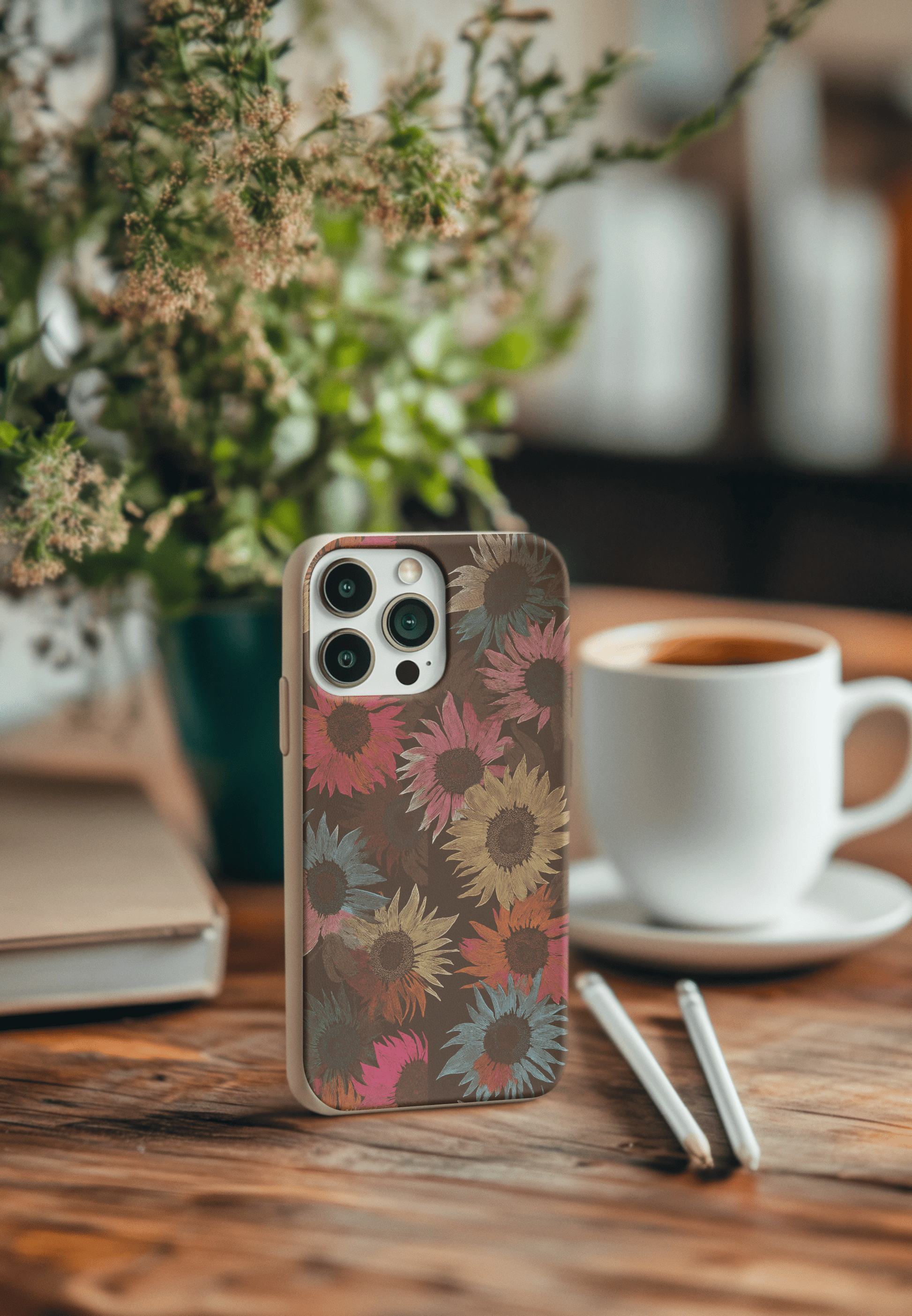 Stepping Green Phone Case Brown Floral Bio Case