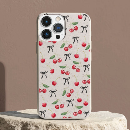 Stepping Green Phone Case Cherries and Bows Bio Case