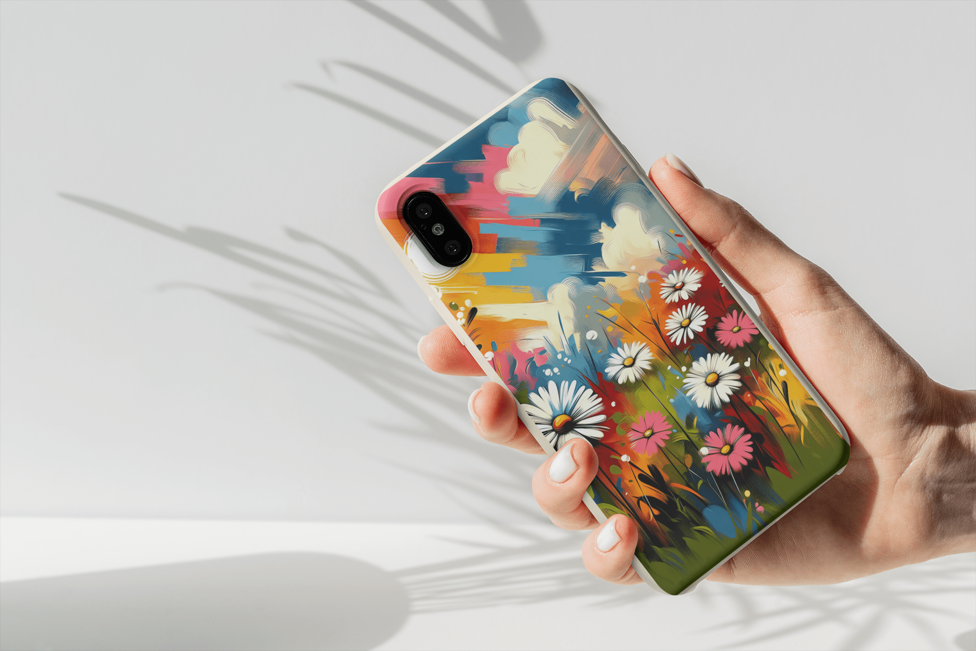 Stepping Green Phone Case Colorful Abstract Daisies Bio Case