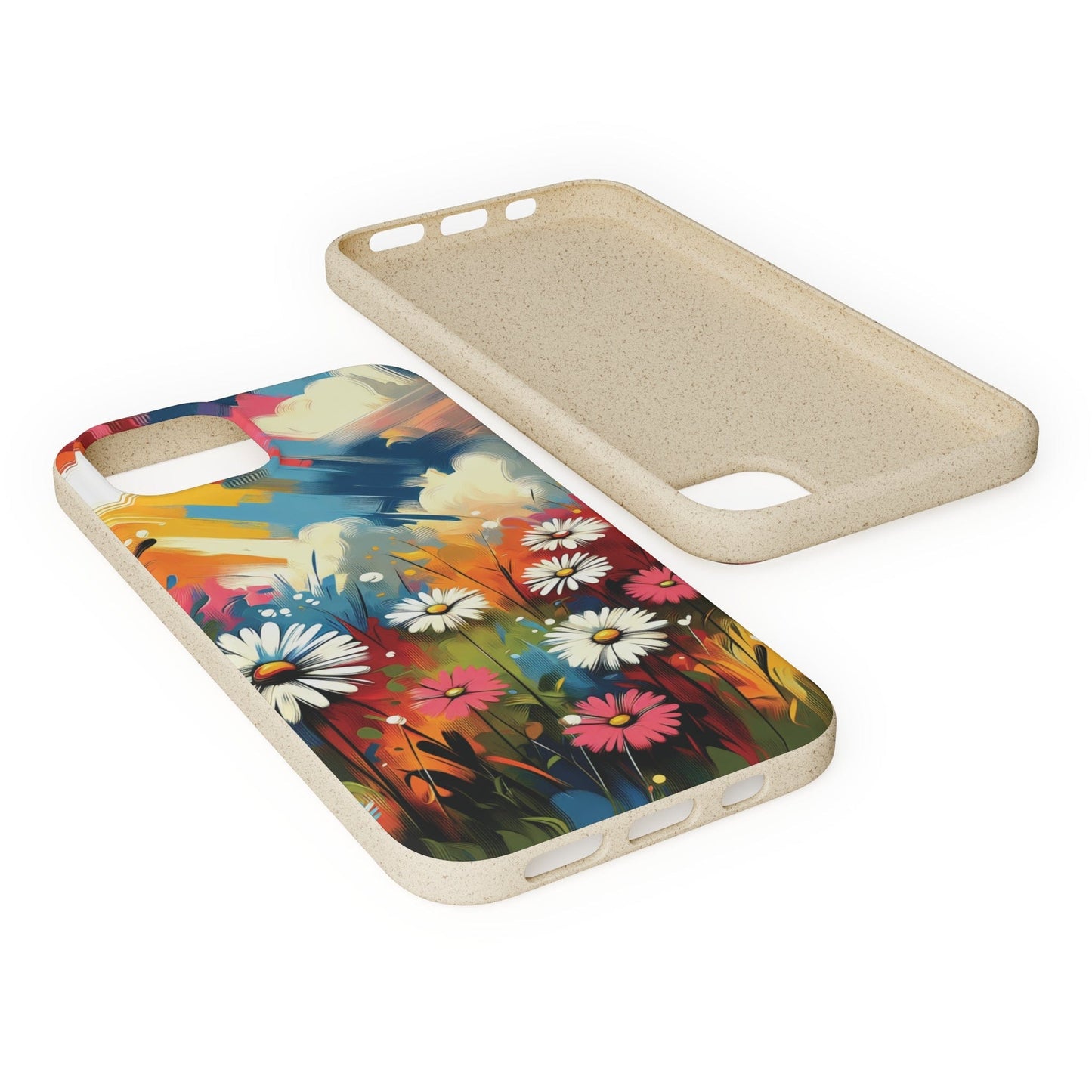 Stepping Green Phone Case Colorful Abstract Daisies Bio Case