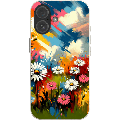 Stepping Green Phone Case Colorful Abstract Daisies Bio Case