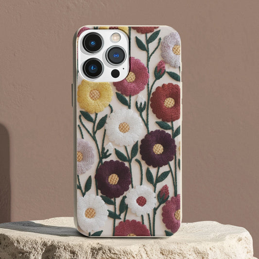 Stepping Green Phone Case Daisy Embroidered Look Bio Case