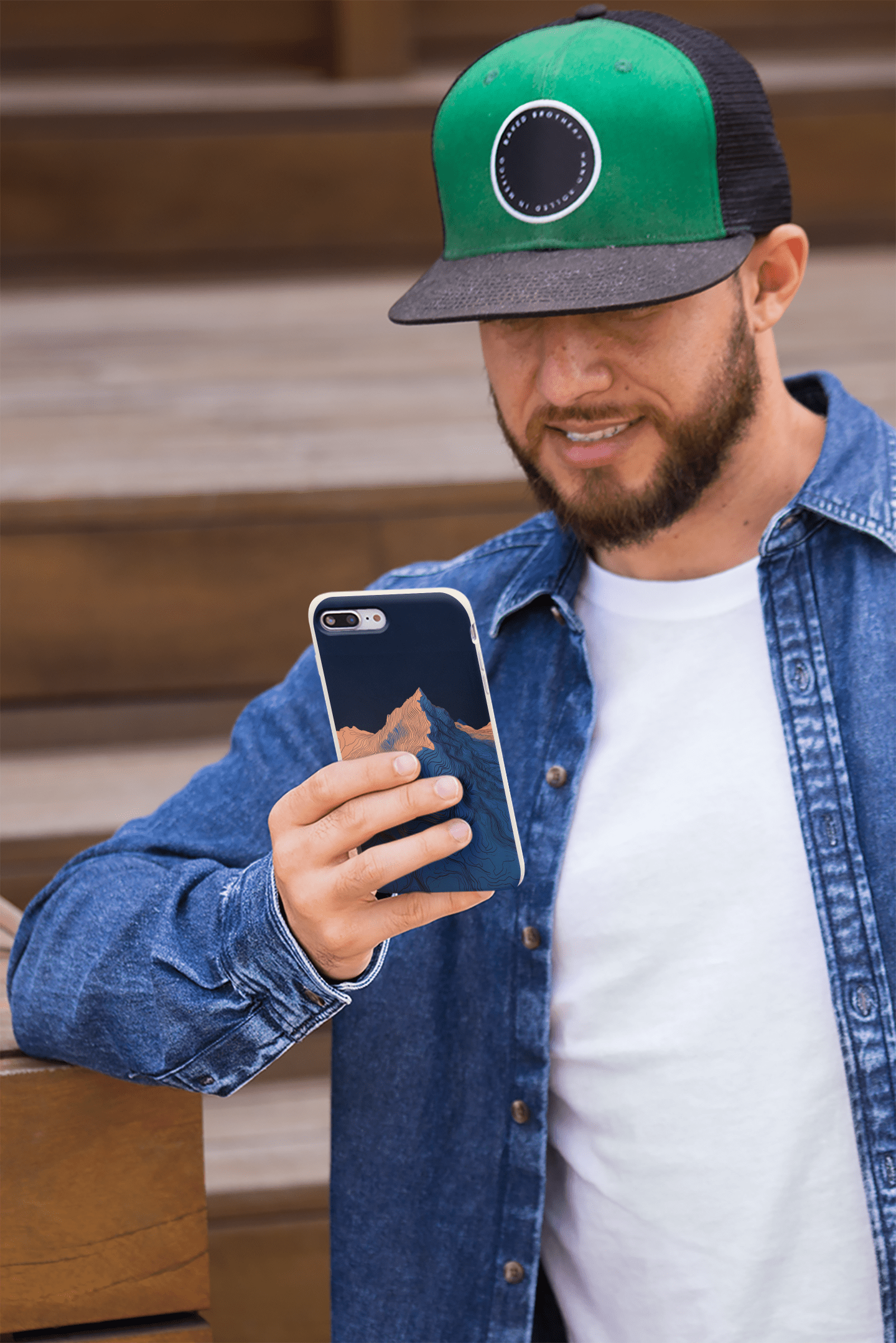 Stepping Green Phone Case Dark Topographic Bio Case