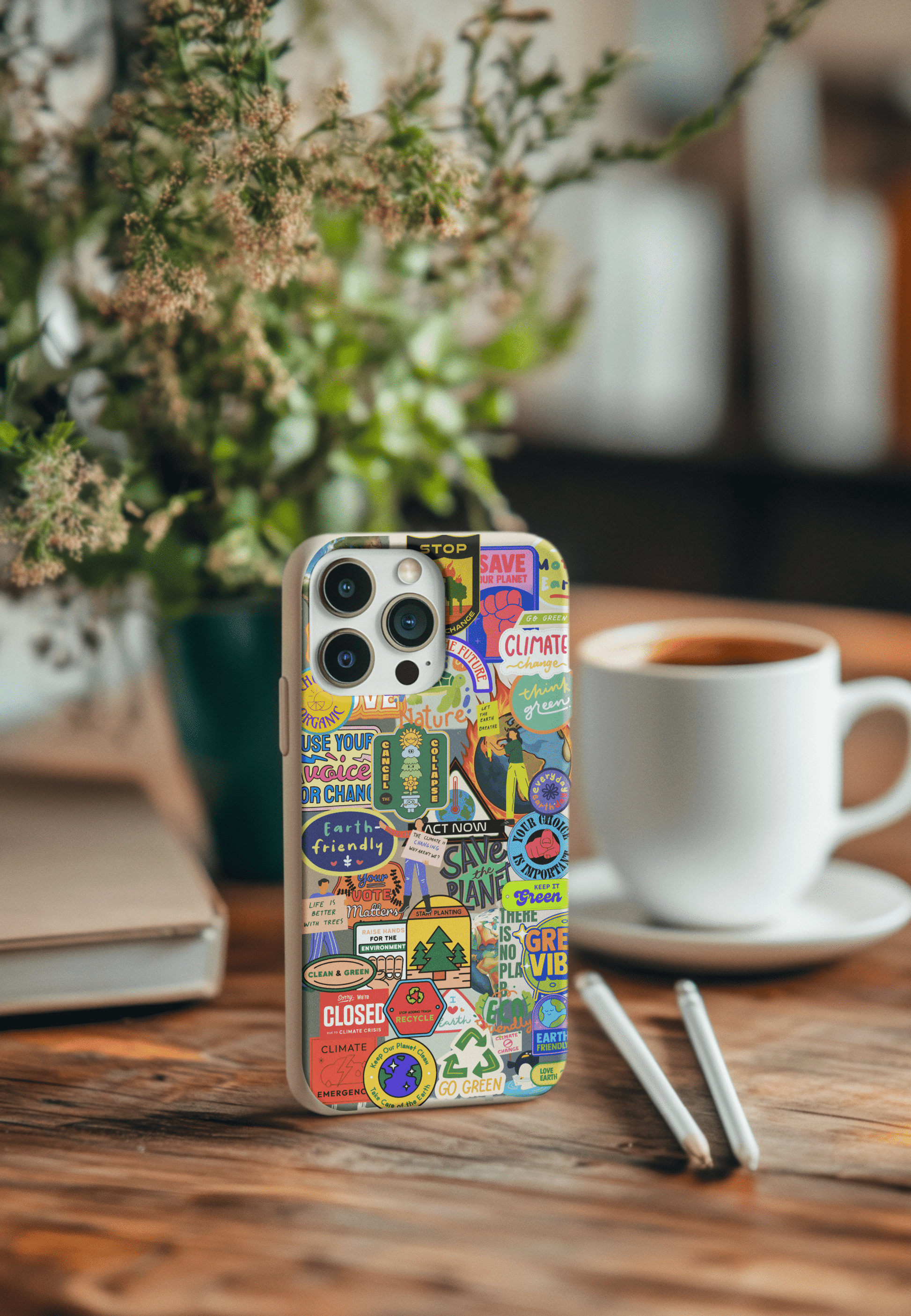 Stepping Green Phone Case Eco Friendly Sticker Bio Case