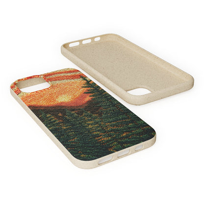 Stepping Green Phone Case Faux Embroidered Mountain Bio Case