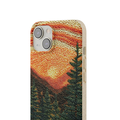 Stepping Green Phone Case Faux Embroidered Mountain Bio Case