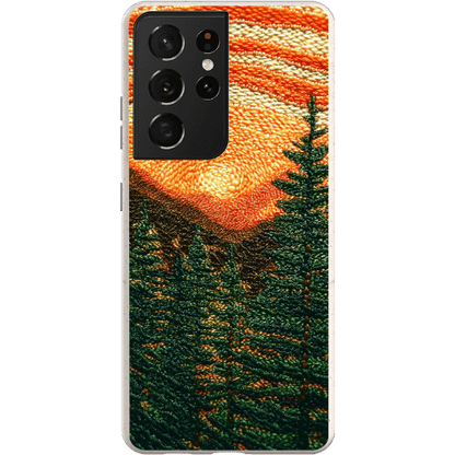 Stepping Green Phone Case Faux Embroidered Mountain Bio Case